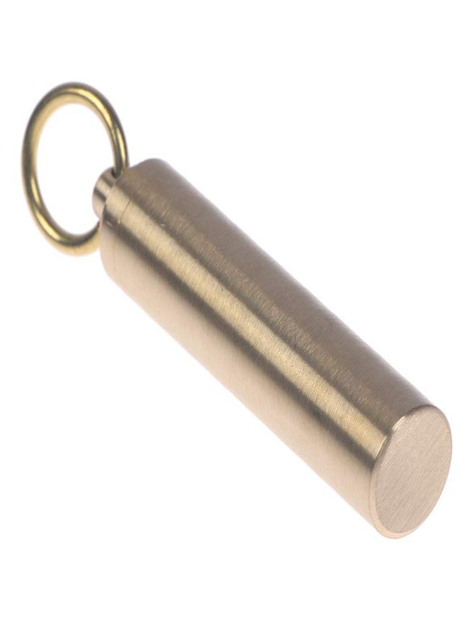 EORTA 2 Pieces Mini Pill Fob Portable Keyring Boxes Waterproof Brass Bottles Medicine Case Dispenser Tablet Container Single Chamber Holder for Travel Outdoor Sports, Golden - Image 4